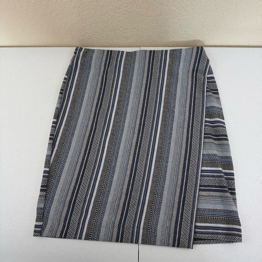 J. Jill Skirt Womens XS Elastic Waist Stretch Blue Stripe Pull On Knee Length